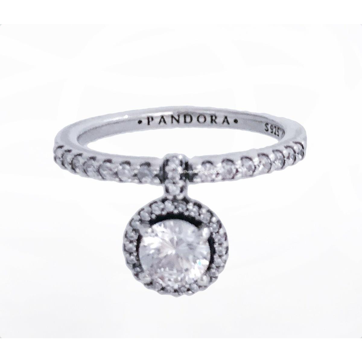 Pandora 925 Dangling Round Sparkle CZ Pave Ring 198491C01