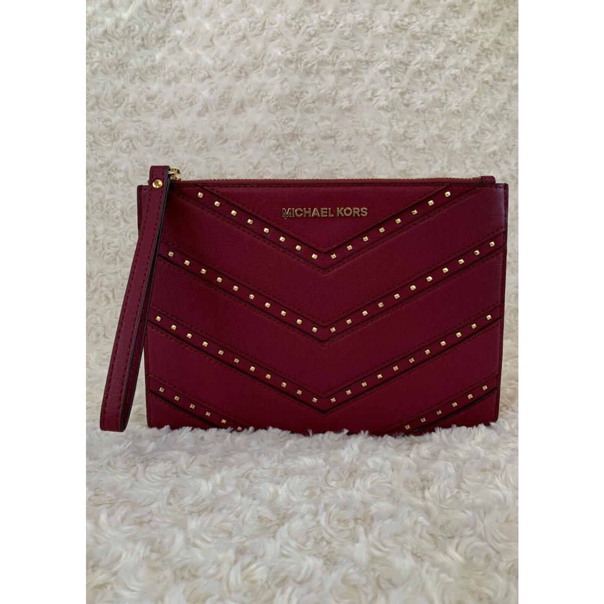 NWT Michael Kors Ellis Red Zip Clutch deals