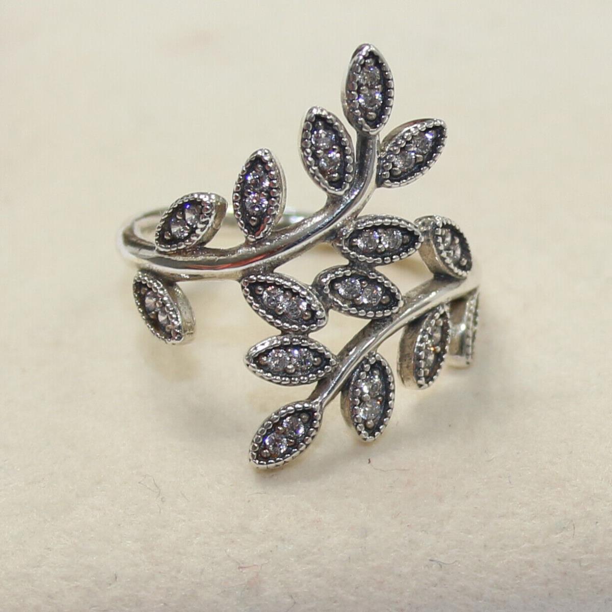 Pandora Sparkling Leaves Ring 190921CZ Multiple SZ W Hinged Box