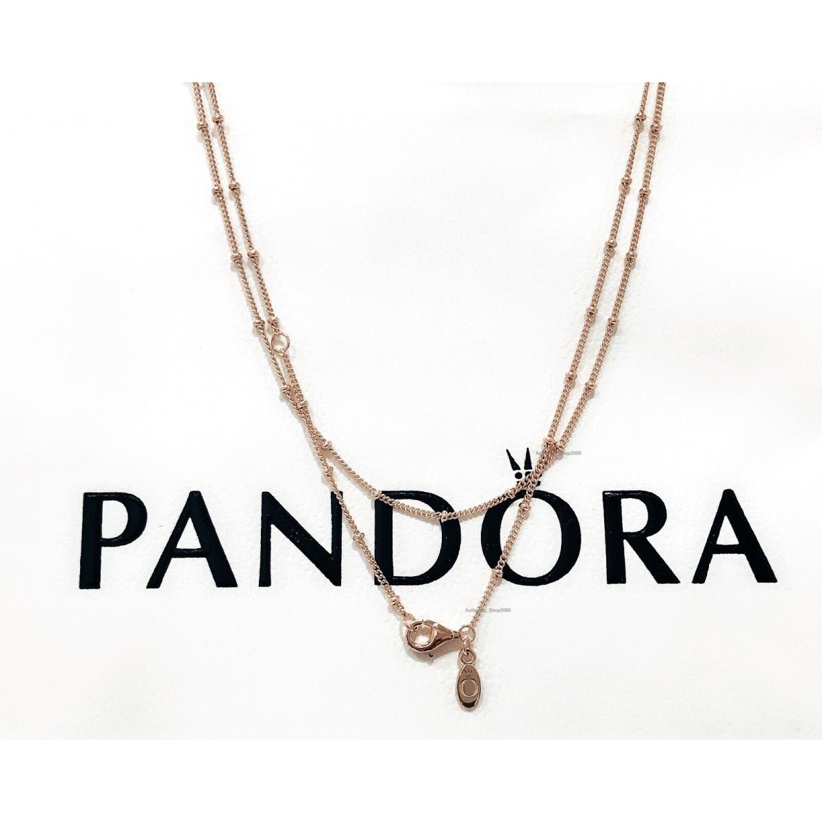 Pandora Shine Rose Gold Silver Beaded Chain Necklace 397210 387210 367210