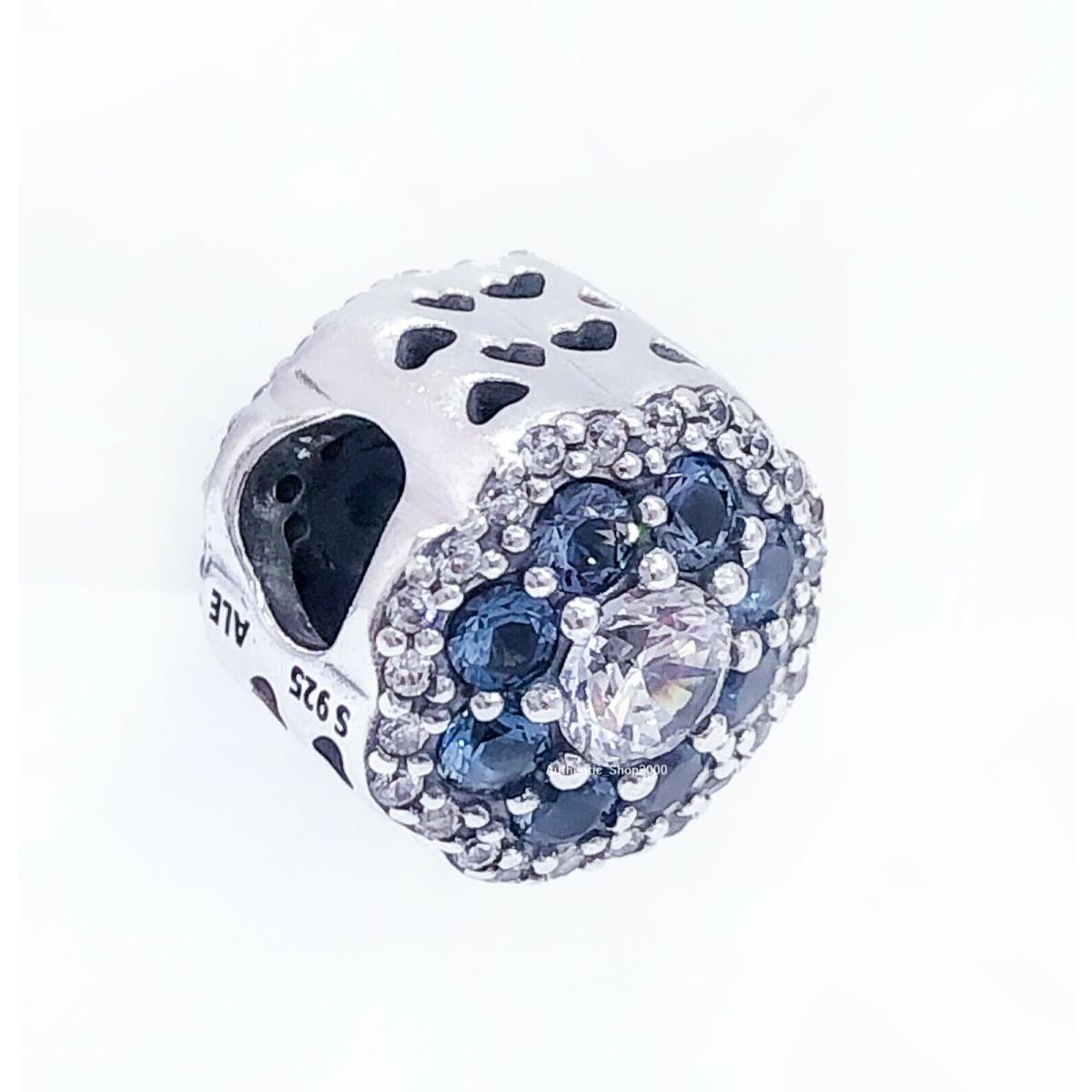 Pandora 925 Blue Crystals Sparkle Flower Charm Pendant 797851NMB