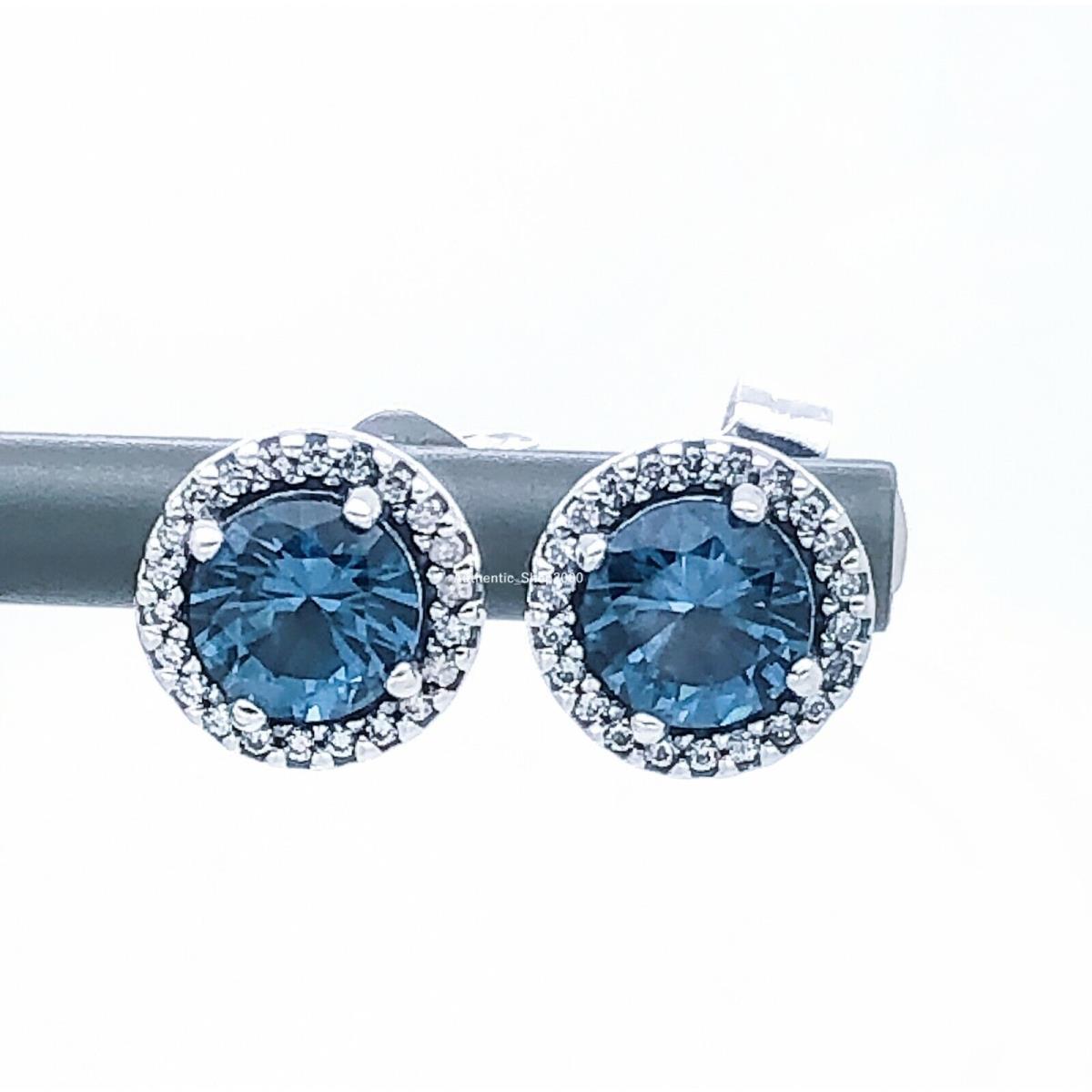 Pandora 925 Sparkling Blue Cubic Zirconia Sparkle Stud Earrings 296272C01