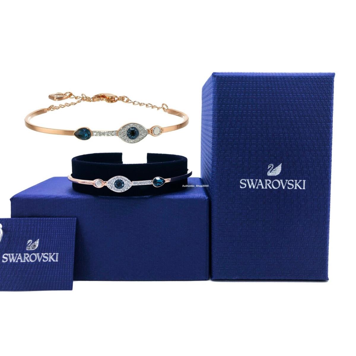 Swarovski Rose Gold Crystal Pave Evil Eye Bangle Bracelet 5171991