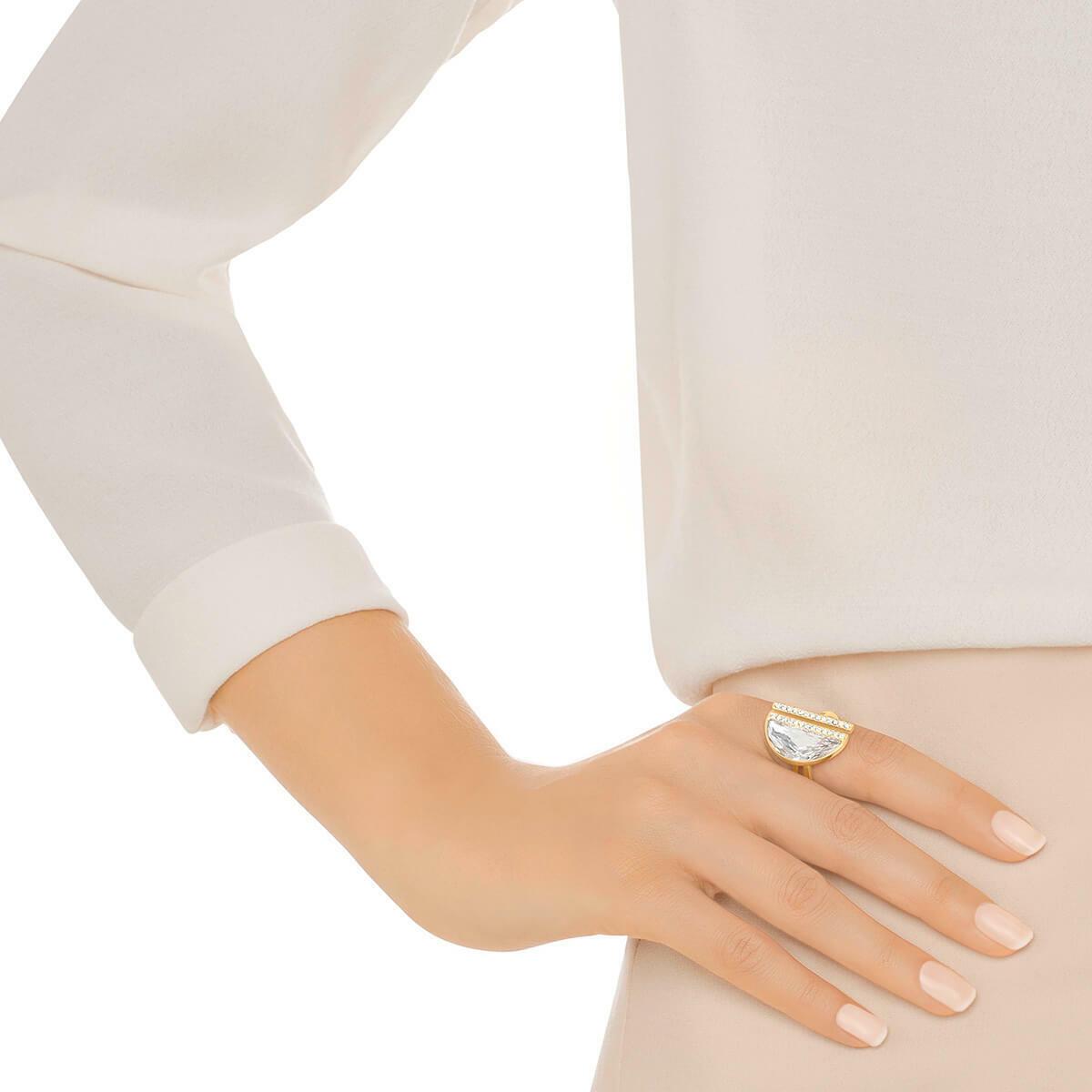 Swarovski Glow Half-moon Shape Gold Ring - Rrp