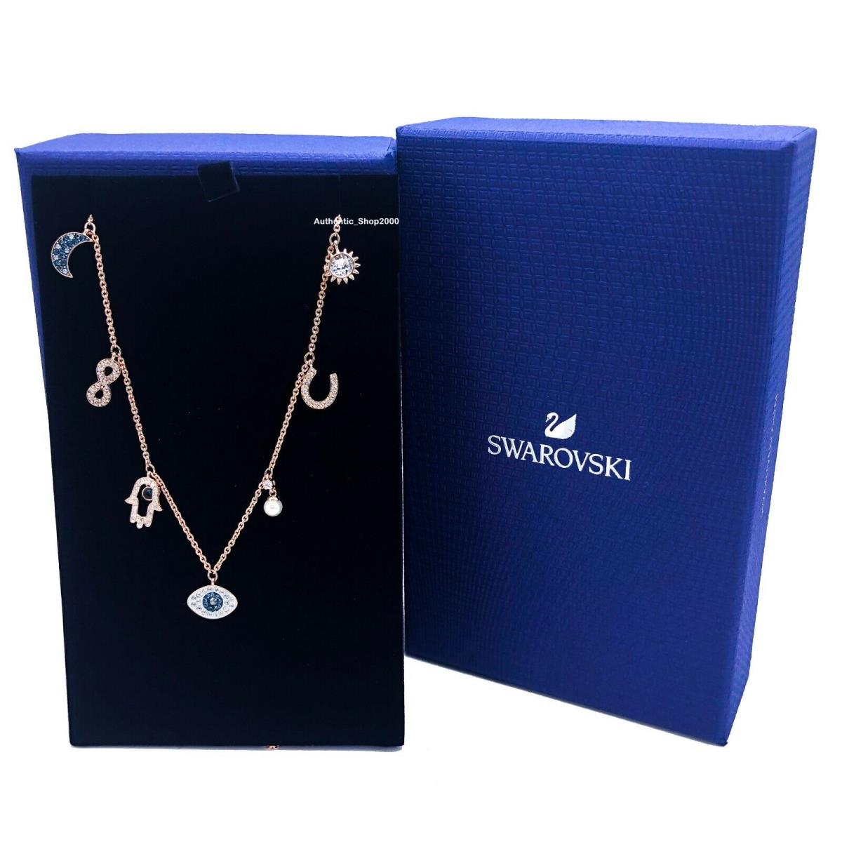 Swarovski Rose Gold Crystal Multi Charms Symbols Necklace 5497664