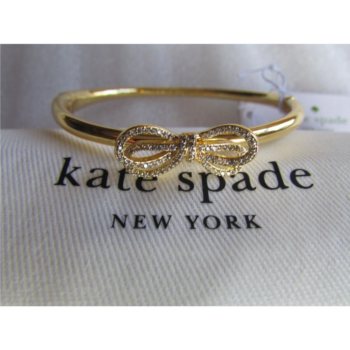Kate Spade New York Bracelet Pave Bow Meets Girl Hinged Bangle Multi Golds New Gold