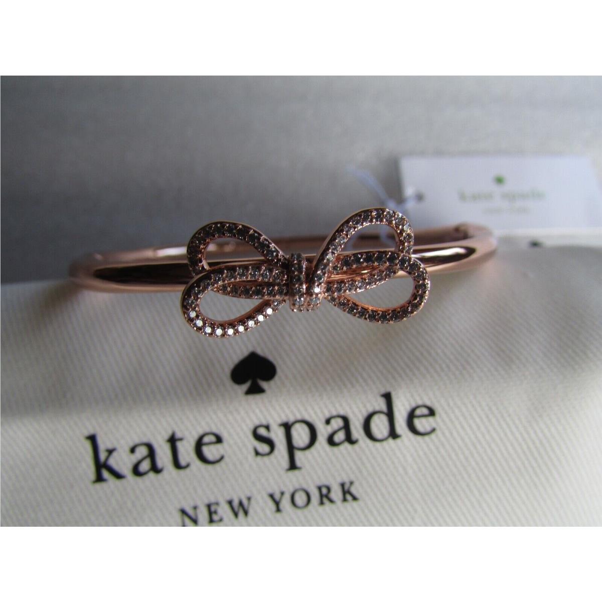 Kate Spade New York Bracelet Pave Bow Meets Girl Hinged Bangle Multi Golds New Rose Gold