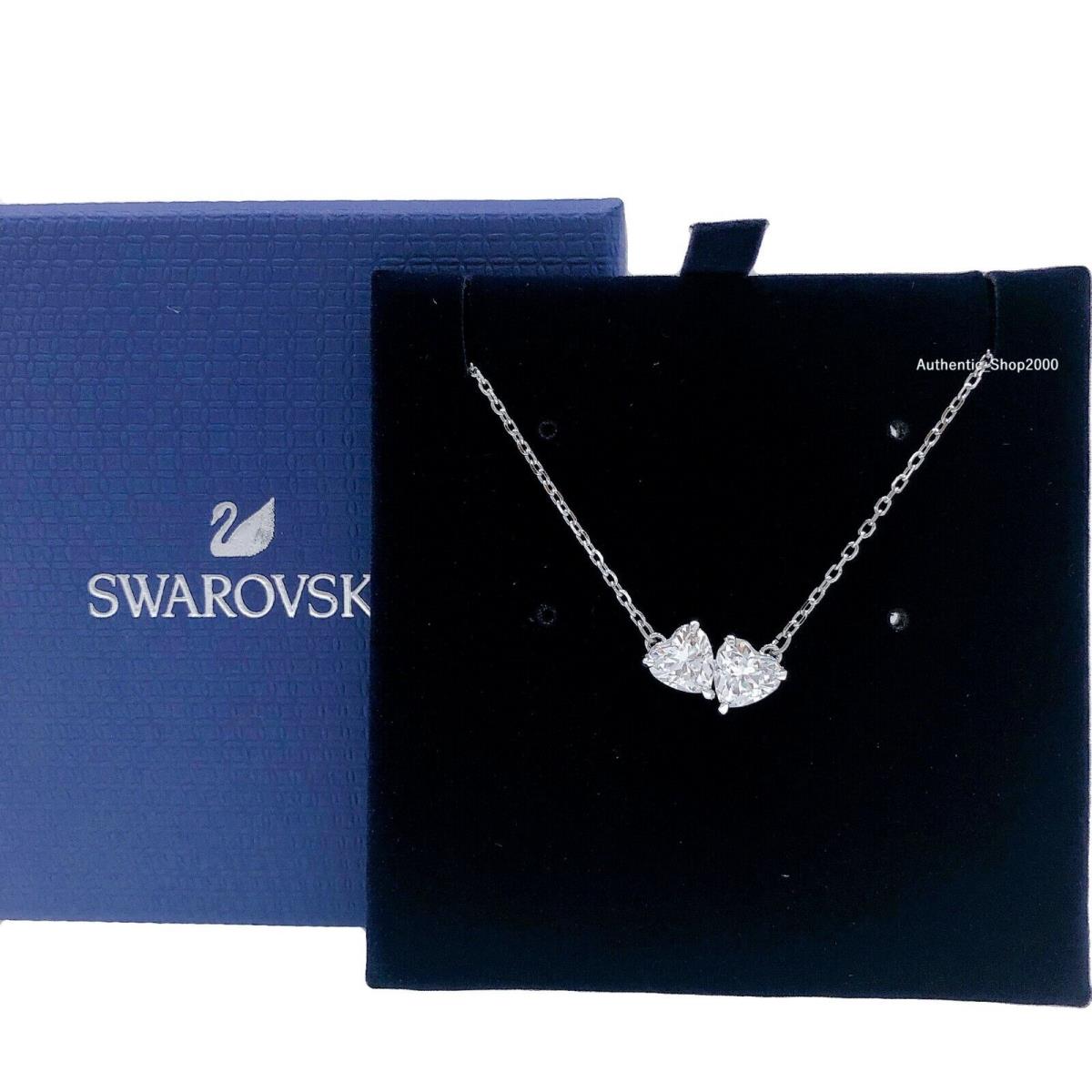 Swarovski Rhodium Sparkle Crystal Attract Soul Hearts Pendant Necklace 5517117