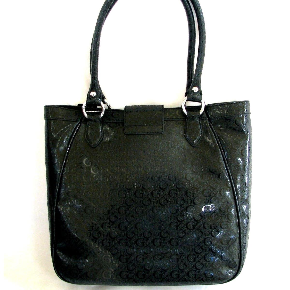 Guess Leathette Pvc Ellacruz Black G Hand Shoulder Bag Tote Purse