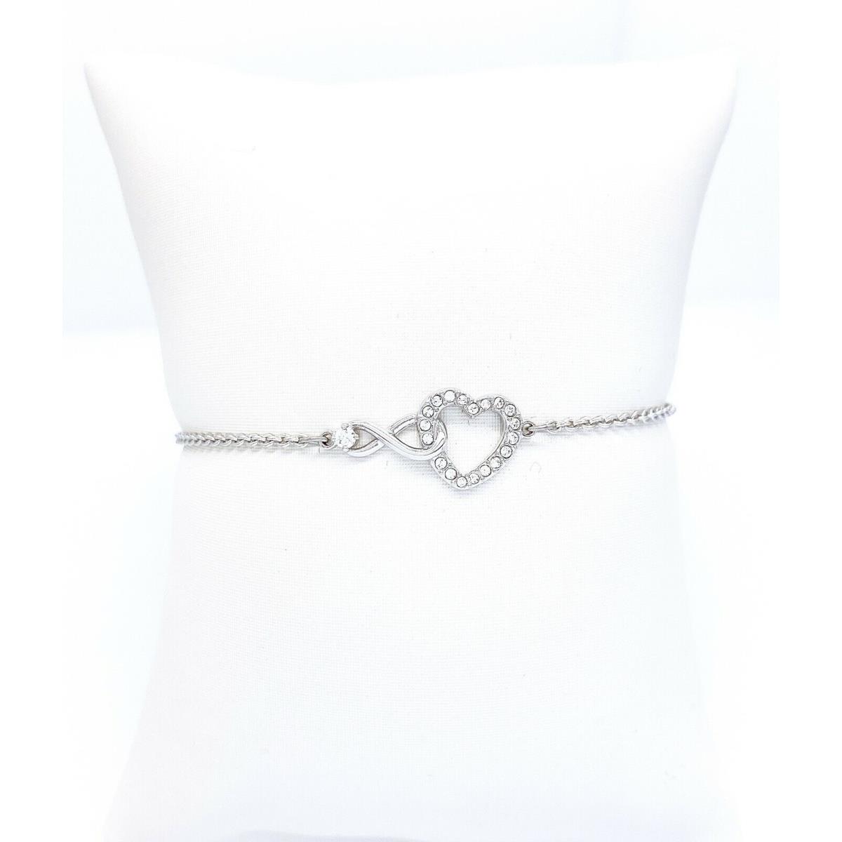 Swarovski Rhodium Sparkle Crystals Infinity Heart Bracelet 5524421