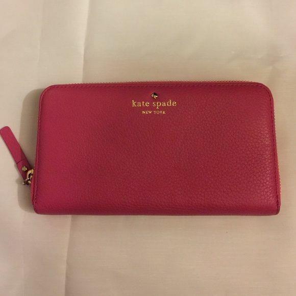 Kate Spade Newbury Lane Gold Zip Around Leather Wallet Multi Color PWRU1801 - Strawfroyo