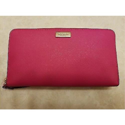 Kate Spade Newbury Lane Gold Zip Around Leather Wallet Multi Color WLRU1498 - Bacchusred