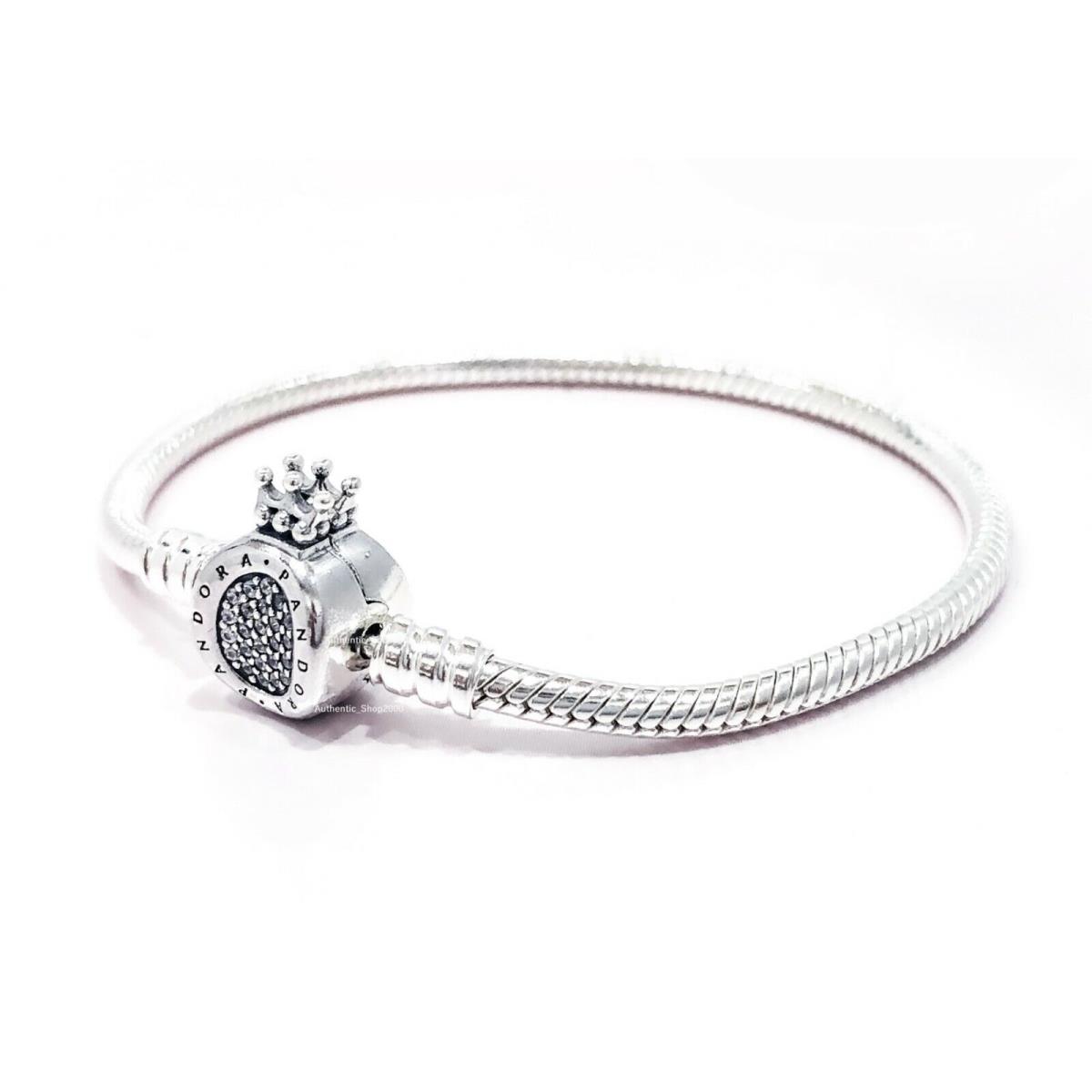 Pandora 925 Silver Moment Smooth Chain Crown O Charm Bracelet 598286CZ