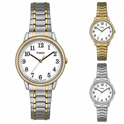 Easy Reader Dress Watch Stainless Steel White Dial Indiglo Timex Women`s