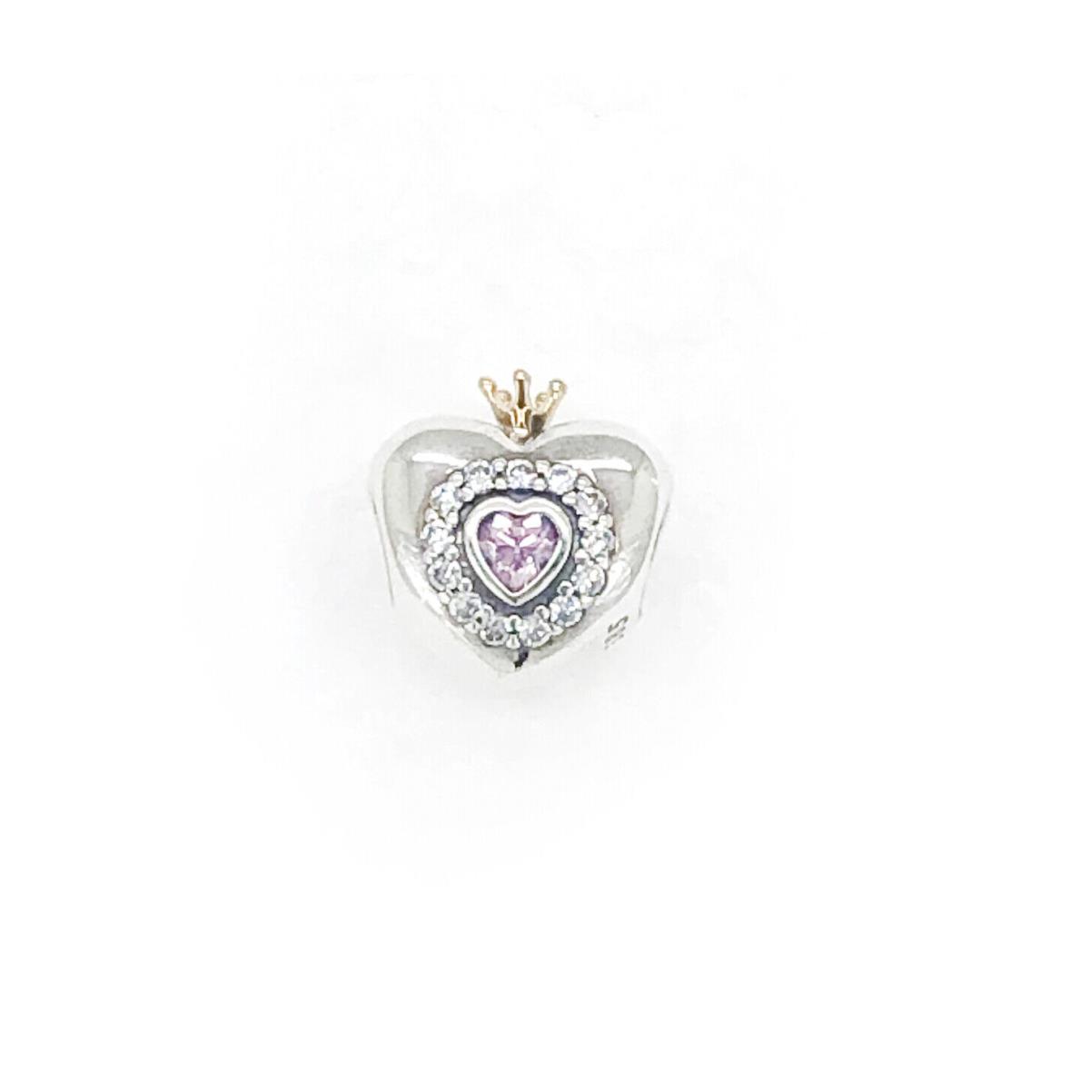 Pandora 925 + 14k Gold Crown Princess Heart Charm Pendant 791375PCZ