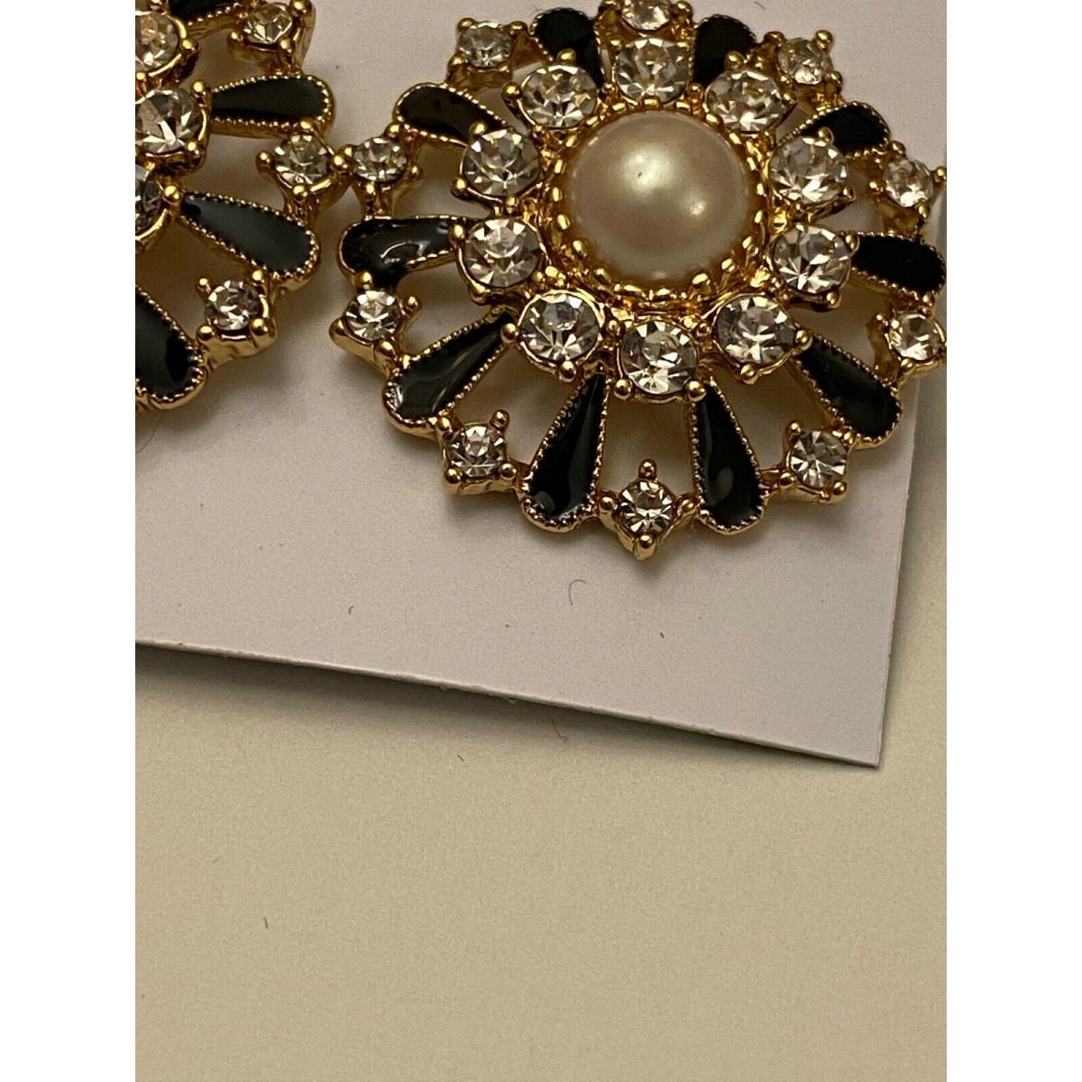 Kate Spade Large Earring Studs Designer Fashion Black and Pearl