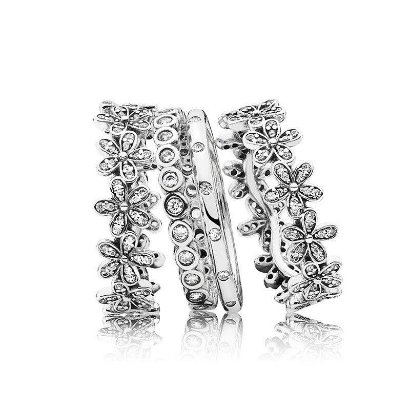 Pandora 925 Ale Sparkle Dazzling Daisy CZ Stackable Ring 190934CZ