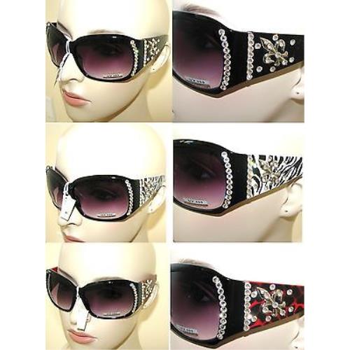 Made with Swarovski Elements Crystal Design Black UV400 Sunglasses