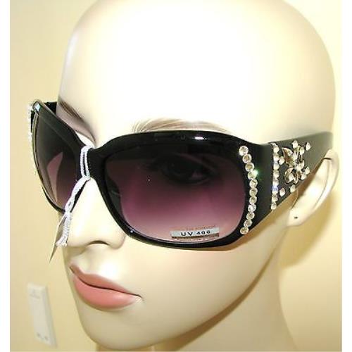 Made with Swarovski Elements Crystal Design Black UV400 Sunglasses BLACK