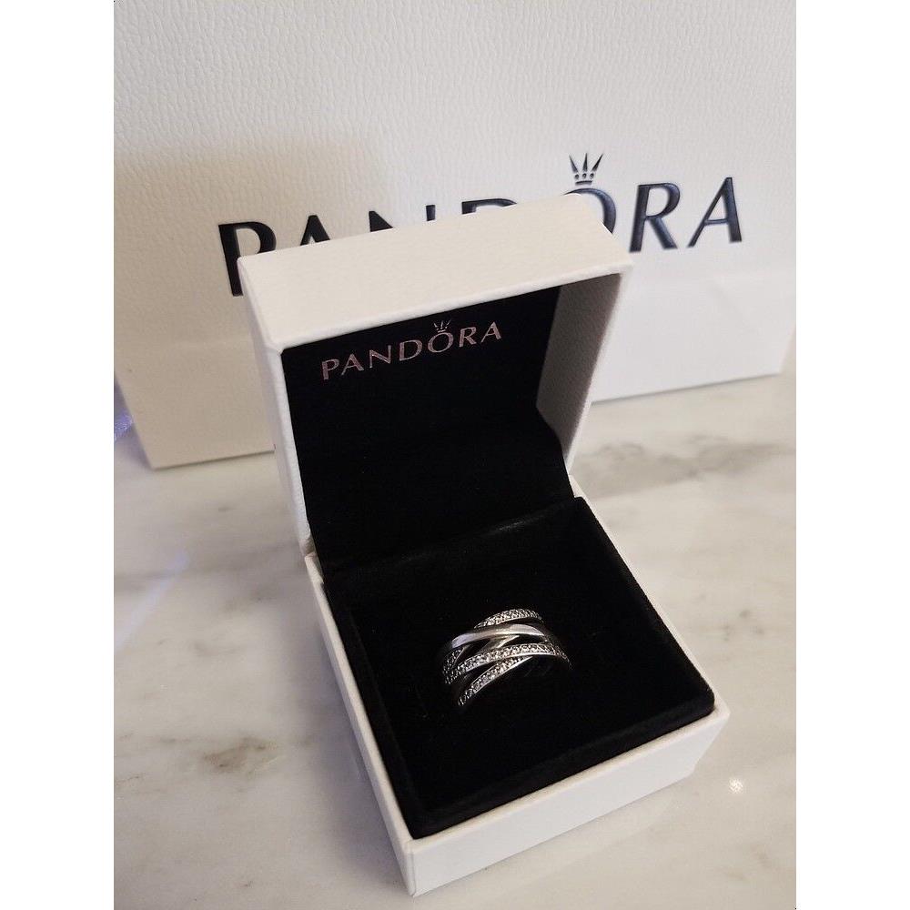 Pandora 925 Ale Sparkle CZ Entwined Cocktail Large Ring 190919CZ Silver