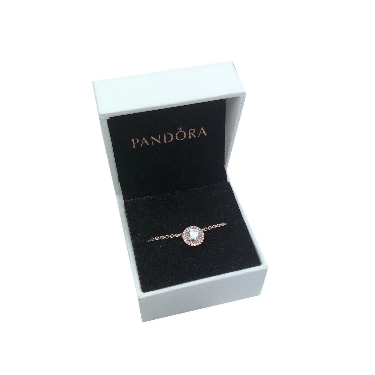Pandora Rose Gold Classic Sparkle Elegance Chain Necklace 386240CZ