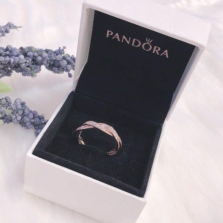 Pandora Rose Gold Twisted of Fate CZ Stackable Ring 180892CZ rose gold