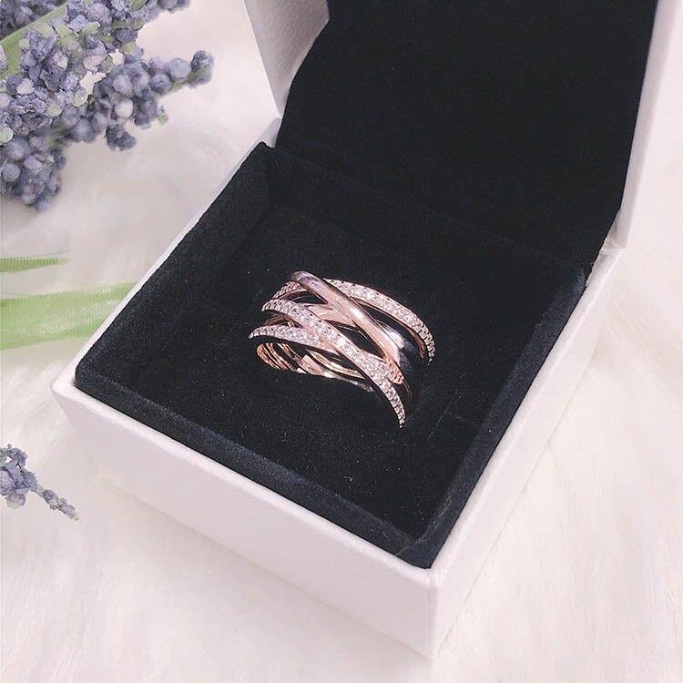 Pandora Rose Gold Entwined Modern Statement CZ Ring 180919CZ rose gold