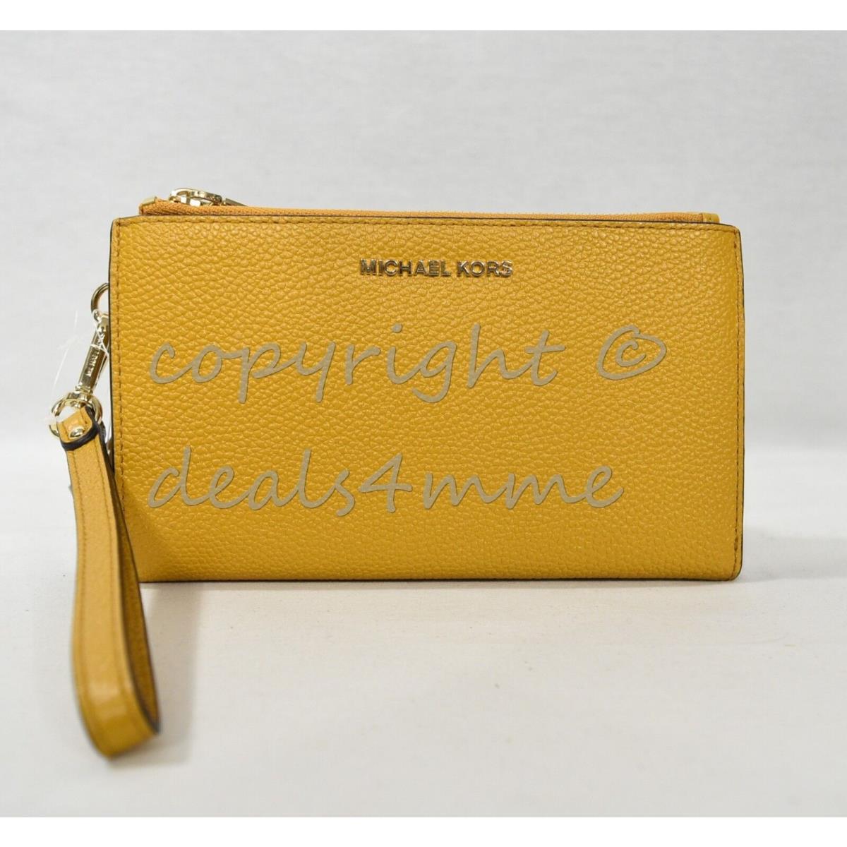 Michael Kors Leather Double Zip Wallet / Wristlet in Marigold or Rose Pink