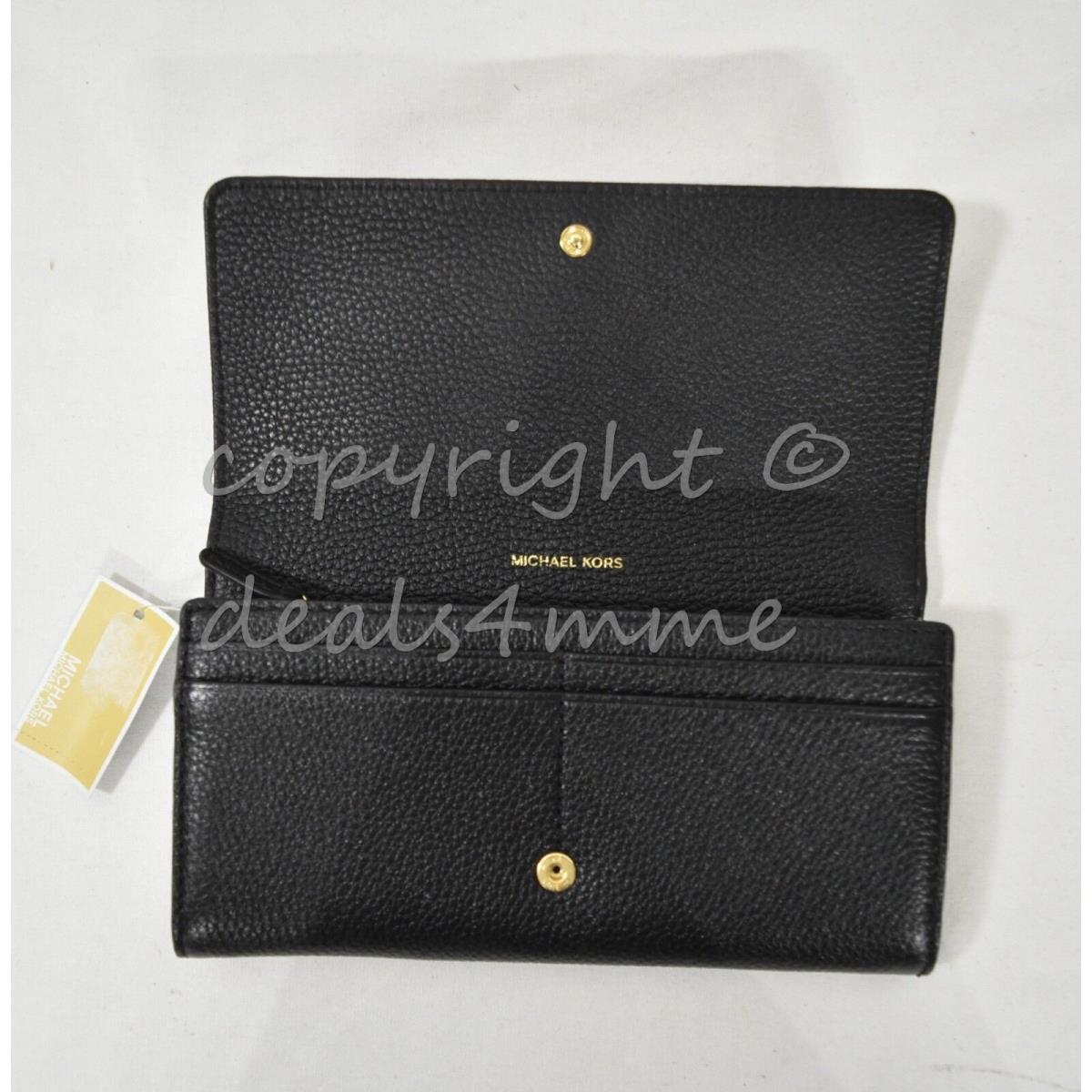 Michael Kors Money Pieces Leather Large Gusset Carryall Wallet. Various Colors Black with Gold Hardware