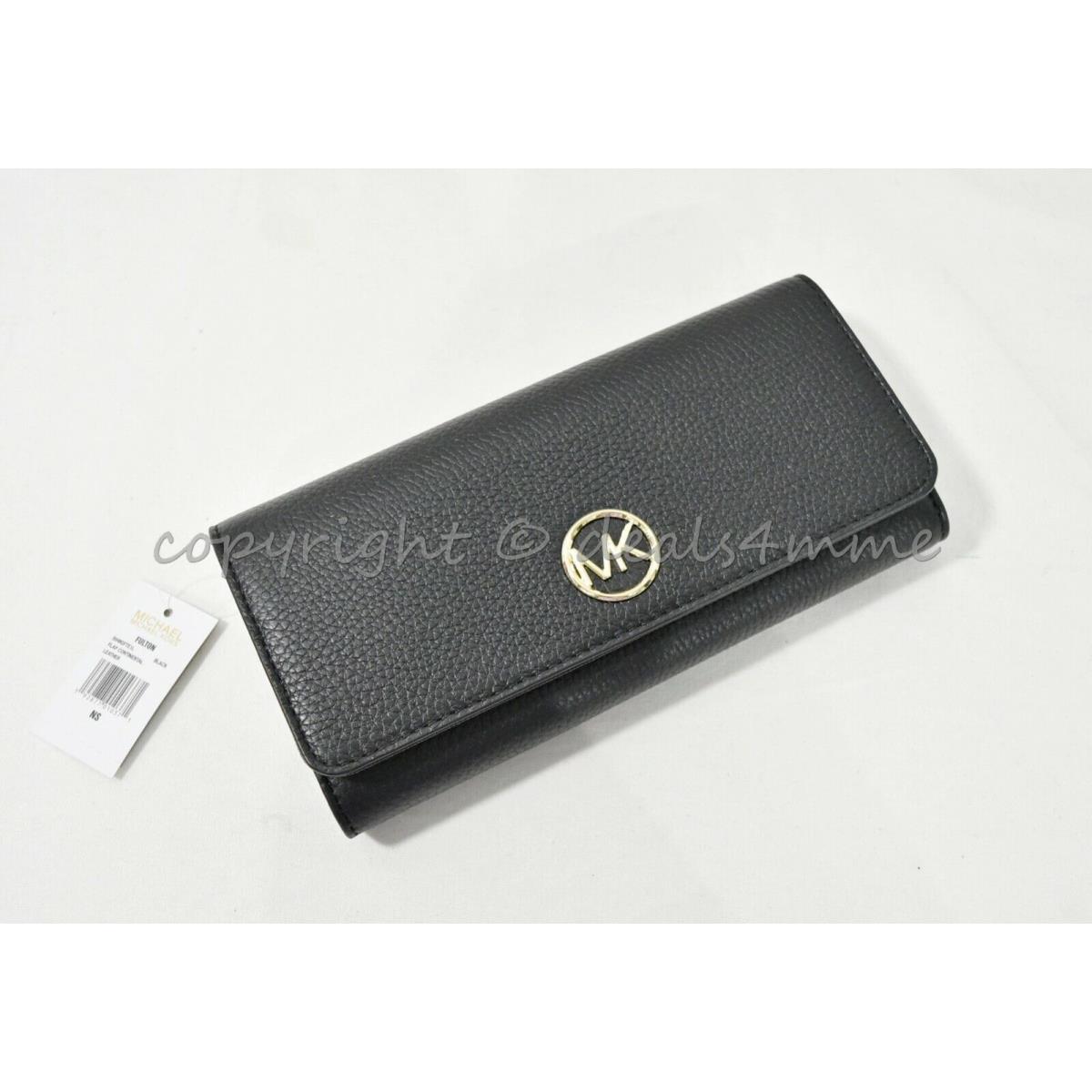 Michael Kors 35H8GFTE1L Fulton Pebbled Leather Wallet in Luggage or Black