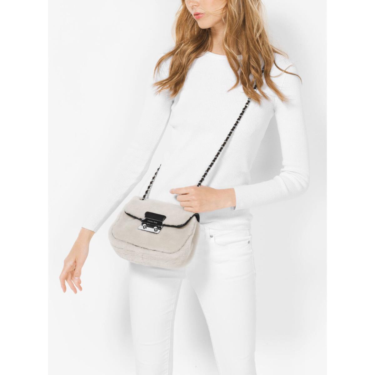 Michael Kors Women`s Crossbody Bag Black Sloan Small Shearling Shoulder Bag