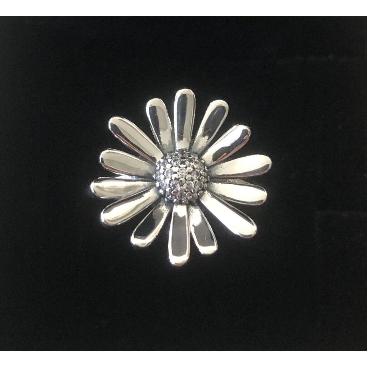 Pandora Pave Daisy Flower Statement Ring 198817C01 +hinged Box+polish Cloth+tag