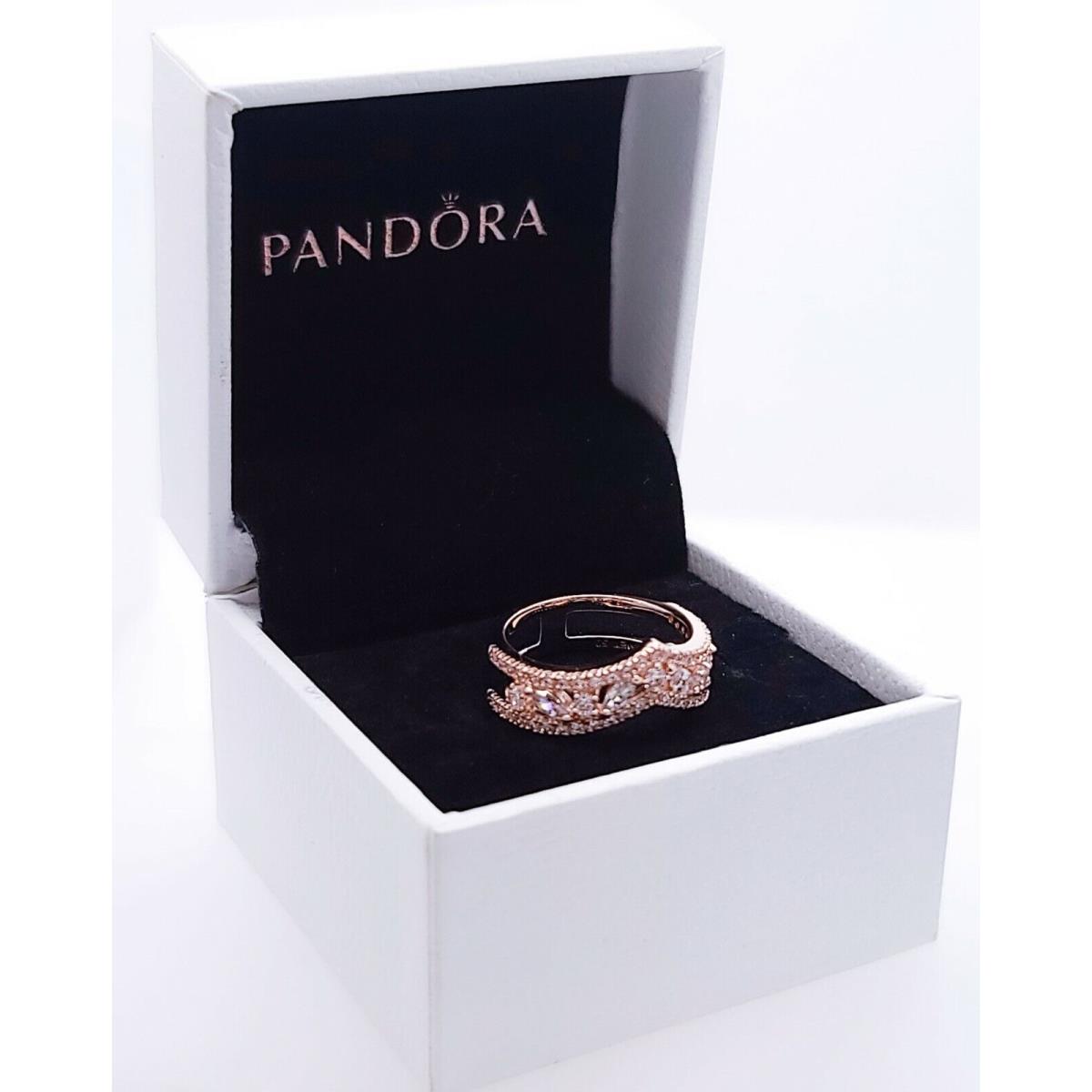 Pandora Rose Gold Sparkling Marquise Double Wishbone Ring 189095C01