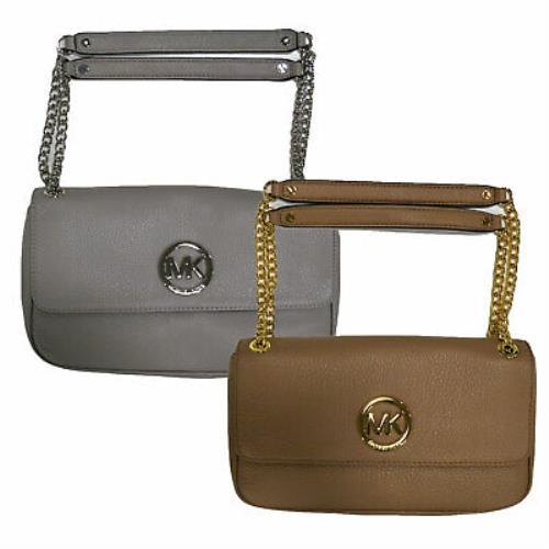 Michael Kors Womens Handbag Purse Fulton Shoulder Bag Mk Flap Closure Logo