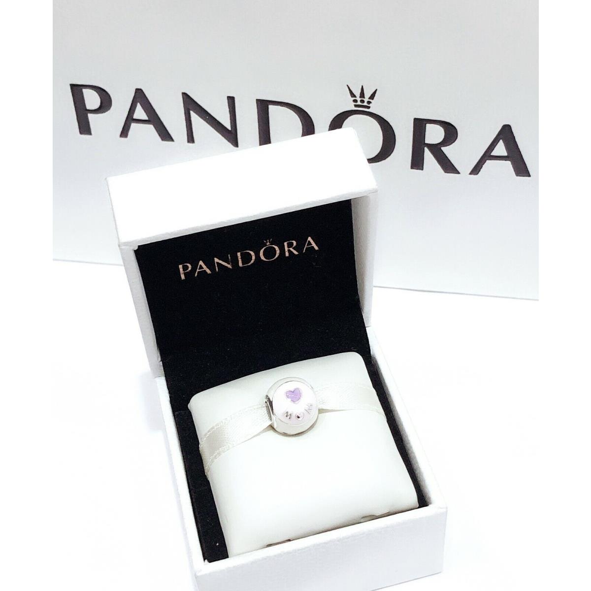 Pandora 925 Silver Love Mom Pink Enamel Charm Pendant 797057ENMX