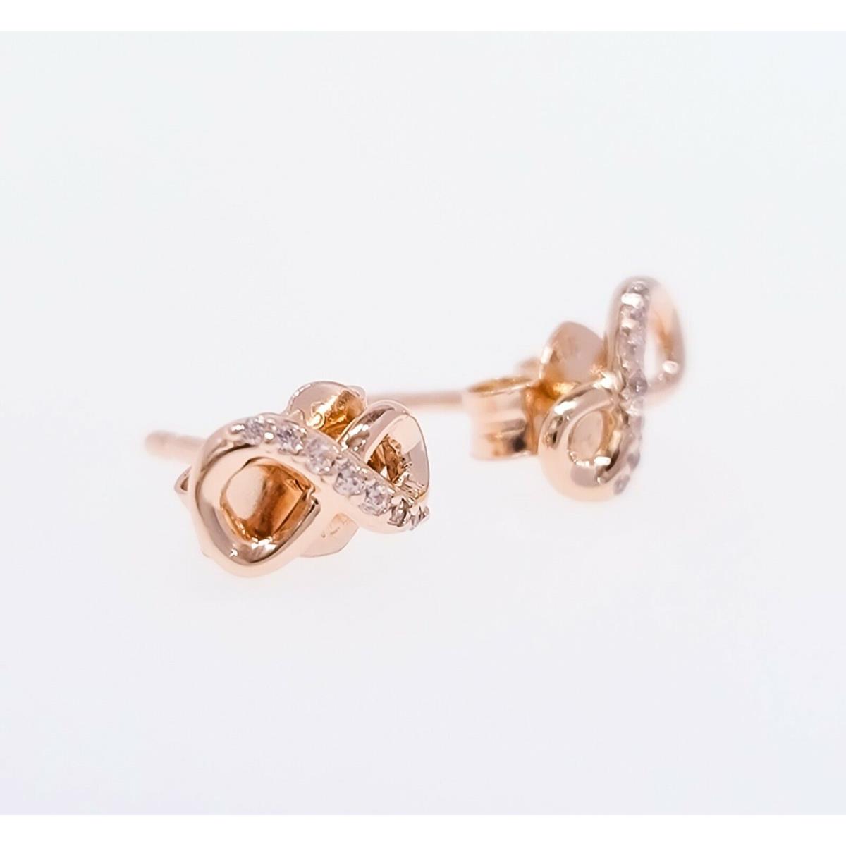 Pandora Rose Gold 925 Sparkling Infinity Stud Earrings 288820C01 298820C01