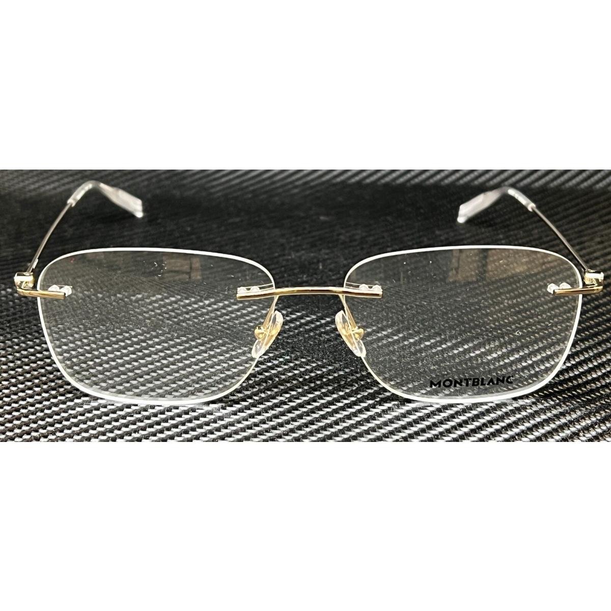 Montblanc Mont Blanc MB0075O 002 Gold Rectangle Men`s 56 mm Eyeglasses - Frame: Gold