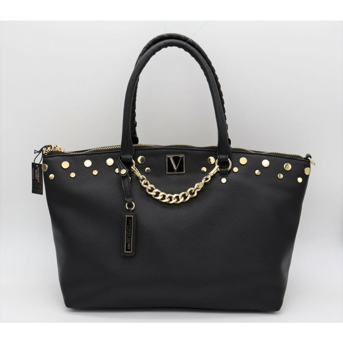 Victorias Secret Studded Slouchy Satchel Bag Handbag Cross Body Strap Pebbled