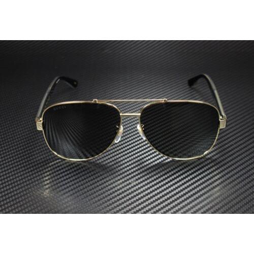 Gucci Gg0528s 006 Aviator Gold Black Grey Men`s Sunglasses 63 Mm 889652236438 Gucci 