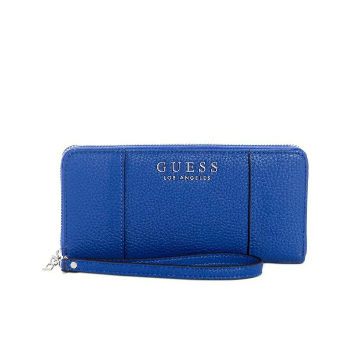 Guess Navy/sliver Heidi Zip Around Wallet 12 Credit-cards/