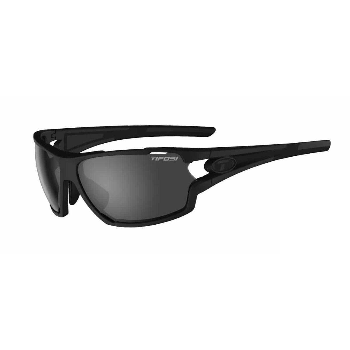 Tifosi Amok Sunglasses Matte Black W/ Smoke/Ac Red/Clear