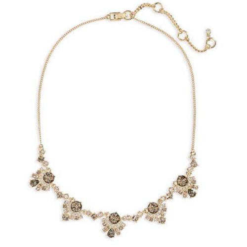 Givenchy Gold Tone Verona Multi Cluster Crystal Collar Necklace