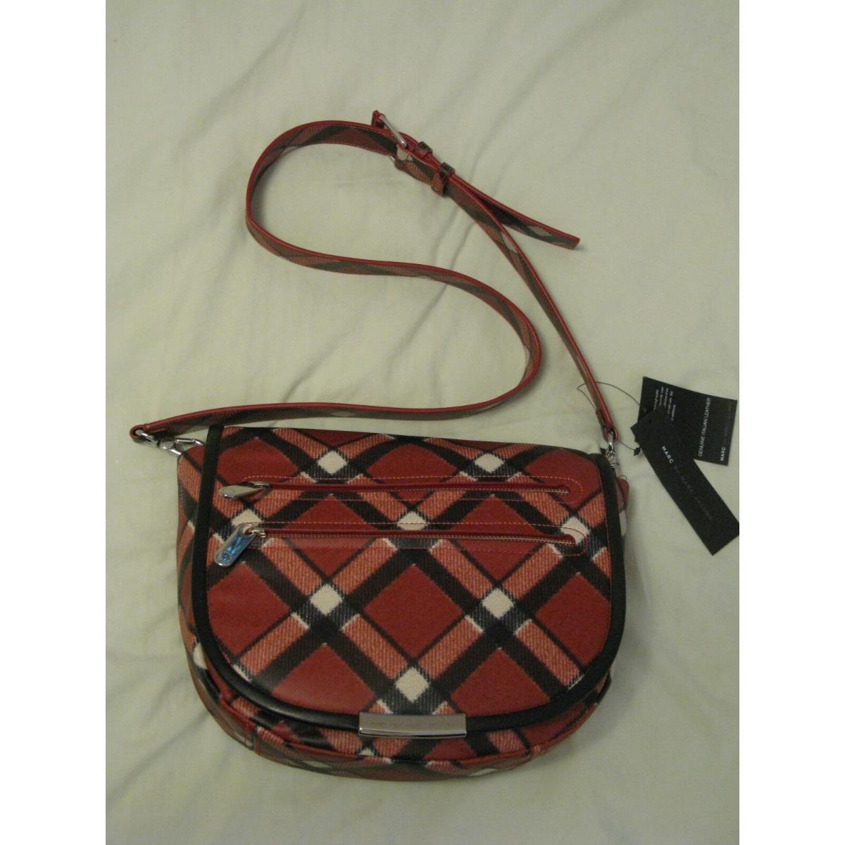 Marc Jacobs Luna Bag `cambridge Red` Plaid Leather Beautiful Crossbody Style