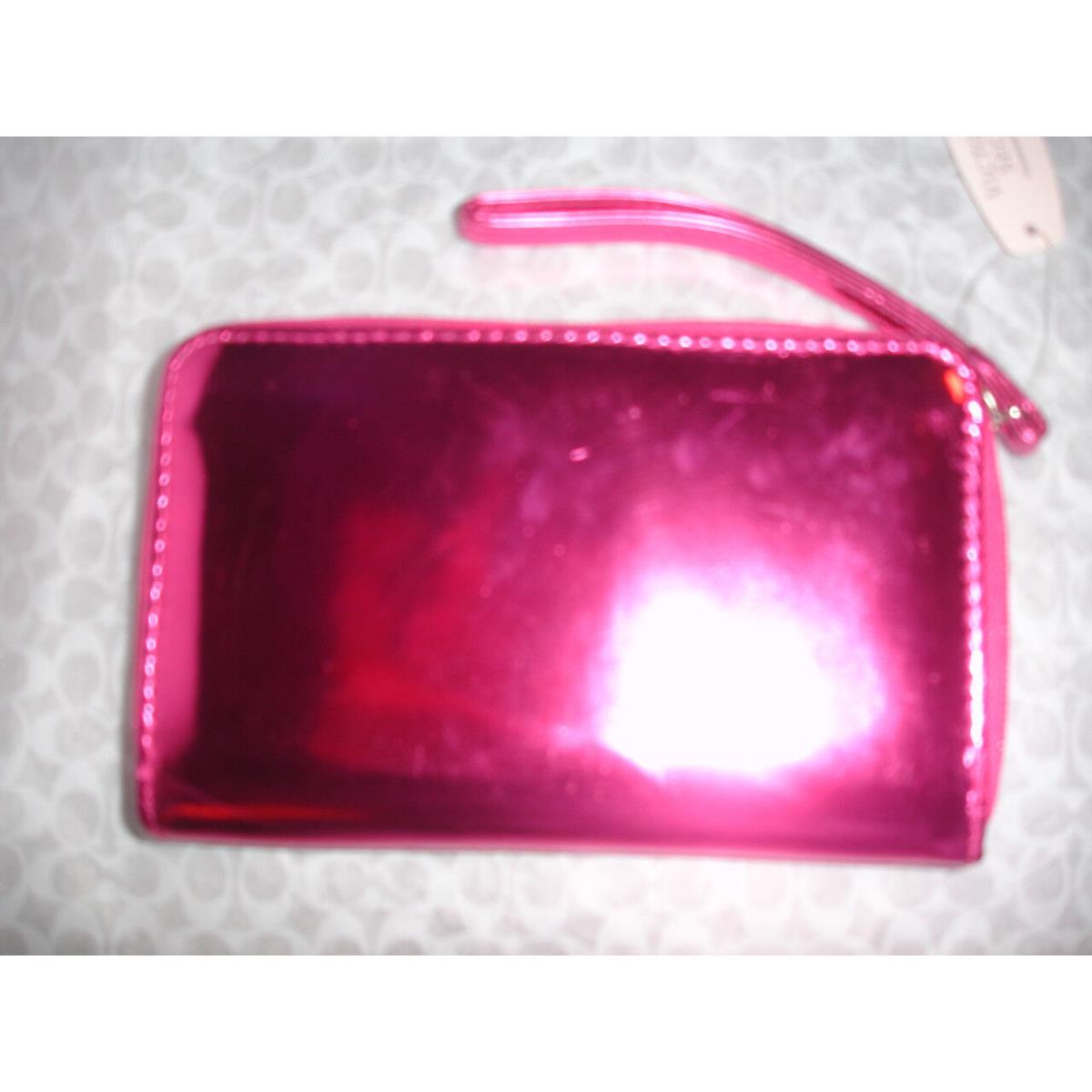 Victoria`s Secret Zip Around Wallet Hot Pink Metallic Clutch Organizer