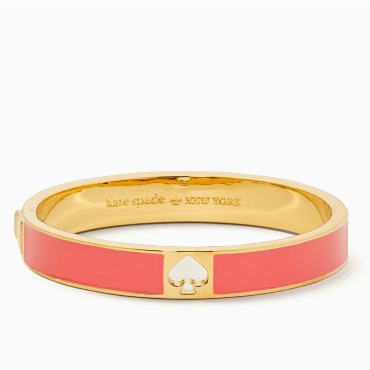 Kate Spade Hole Punch Spade Enamel Hinged Bracelet Coral