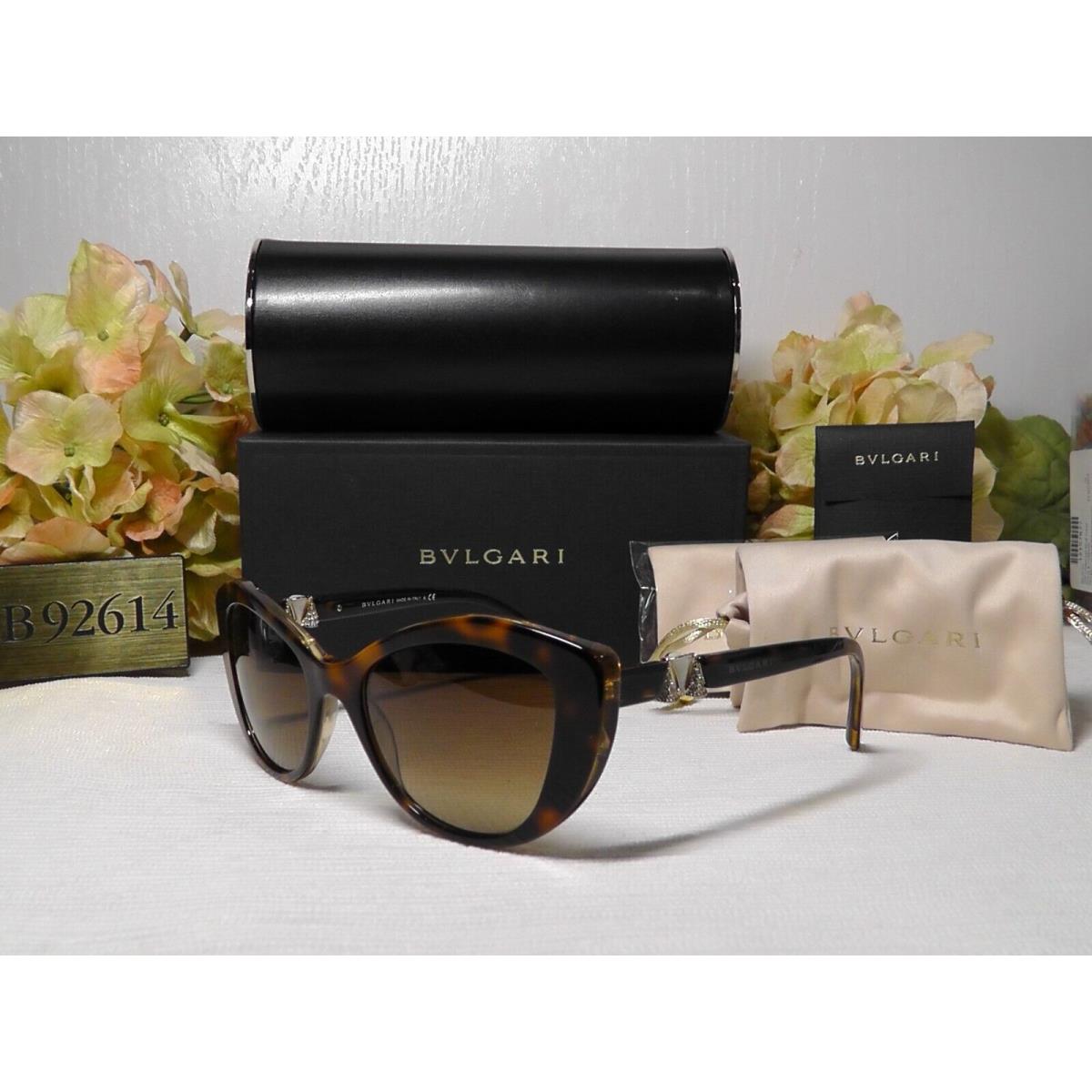 Bvlgari BV8168B Havana/gold/crystal Cat Eye Sunglasses 53 19 140 Italy