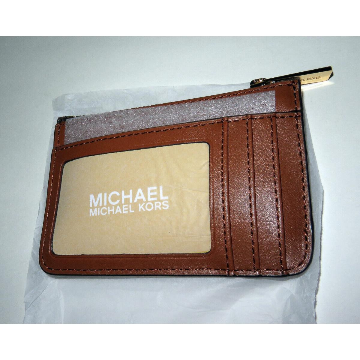 Michael Kors Jet Set Travel Zipper Money Pouch ID Holder Wallet Brown W/key Ring