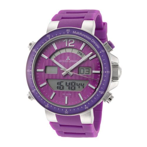 Jacques Lemans Men`s Milano 46mm Violet Dial Silicone Watch