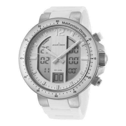 Jacques Lemans Men`s Milano 50mm Silver Dial Silicone Watch