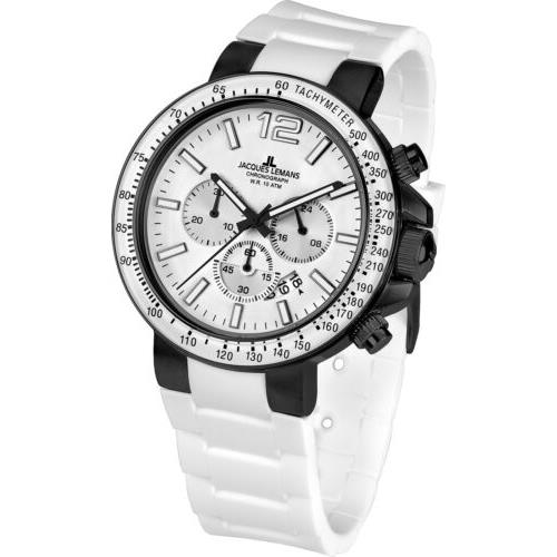 Jacques Lemans Unisex 1-1768G Milano 46mm Silver Dial Silicone Watch